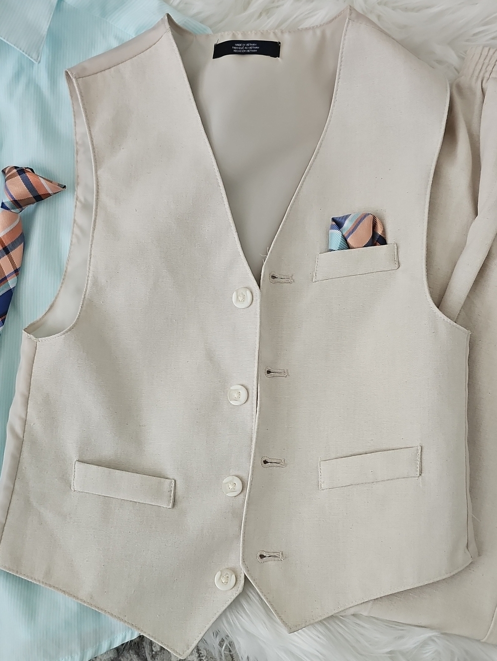 Boys Size 7 Izod Suit With Tie Vest - Picture 4 of 6